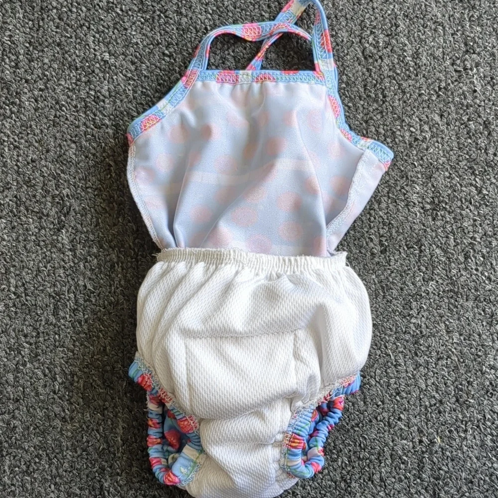 6M Striped Floral I Play One Piece Baby Swimsuit With Built-In Swim Diaper